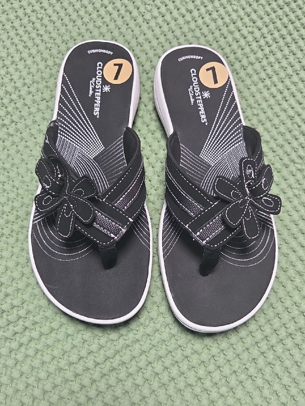 Cloudsteppers by Clarks Black and White Cushioned Slide Sandals